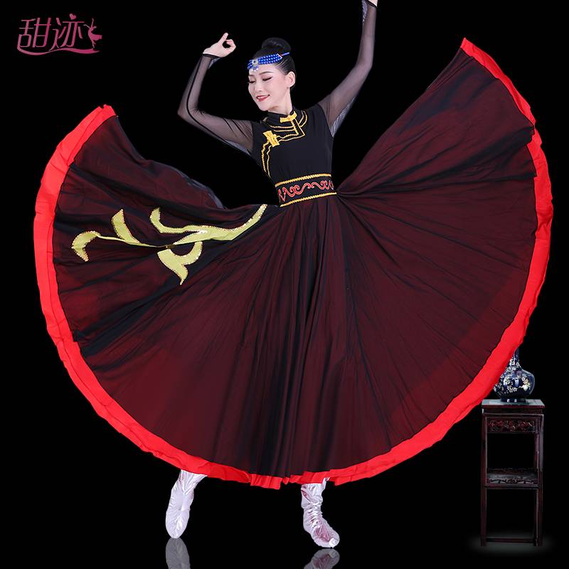 Spot Mongolian Dance Female Dance Performance Service Mongolian Big F Skirt Mongolian Dance National Dance Clothing Practice Skirt