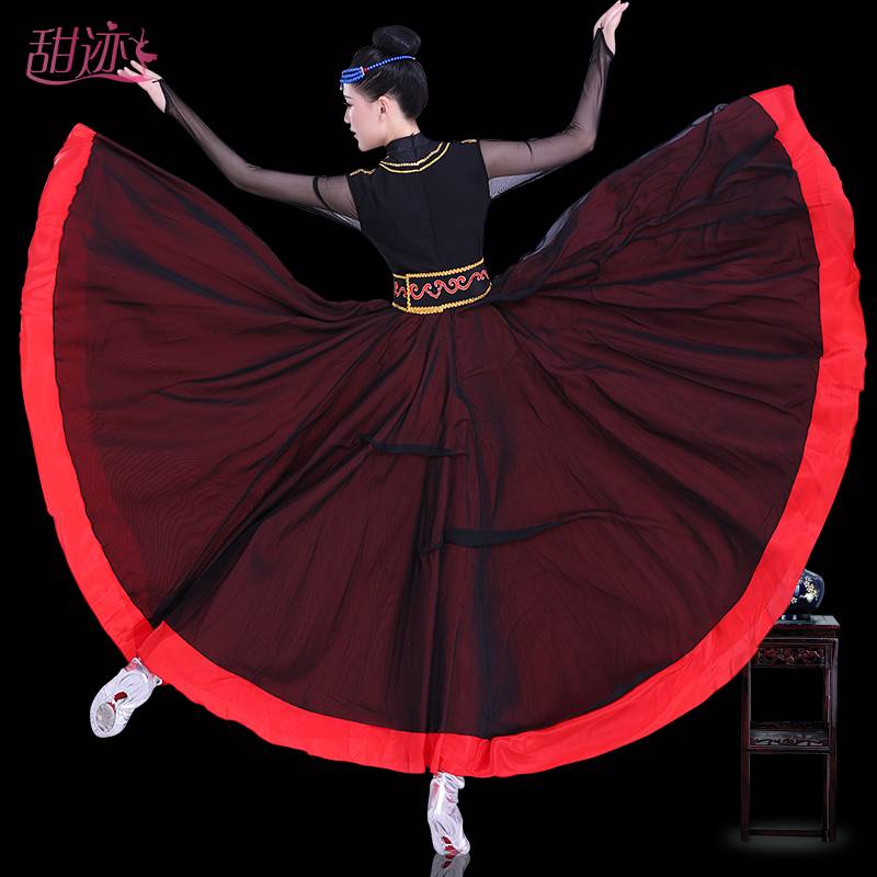 Spot Mongolian Dance Female Dance Performance Service Mongolian Big F Skirt Mongolian Dance National Dance Clothing Practice Skirt