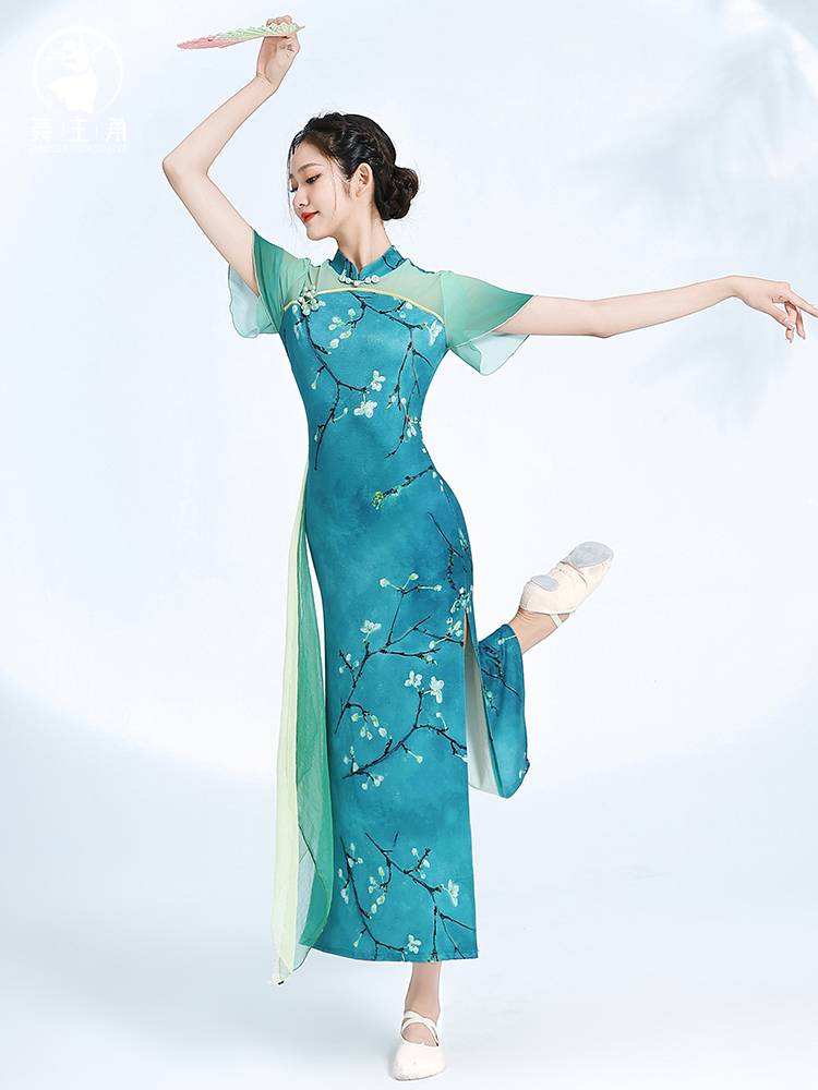 Dance protagonist 2024 Classical dance clothing cheongsam dance clothing elegant Chinese dance elasticity, rhyme merit performance show