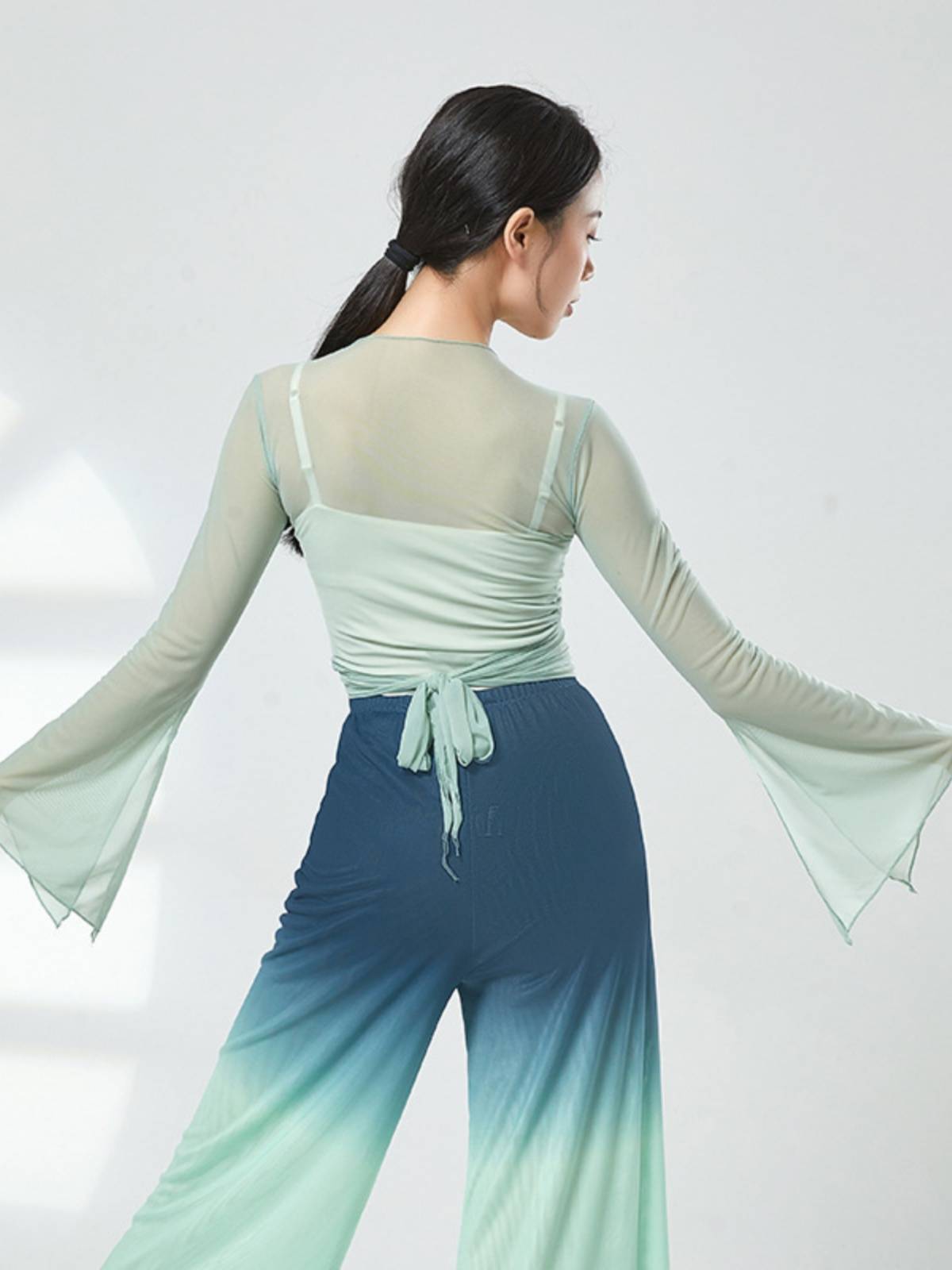 Classical dance gauze Chinese dance dance practice service female super immortal body rhyme dancing net gauze top national dance performance