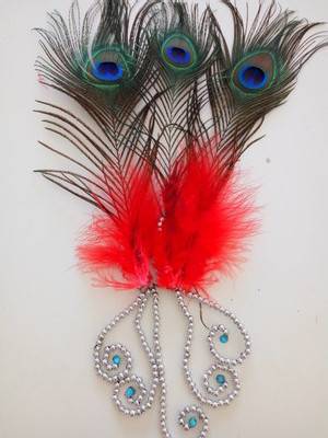 2024 Spring New Female National Performance Dance Dance Yunnan Dai Yangge Dance Head Powder Peacock Feather Towers Flower