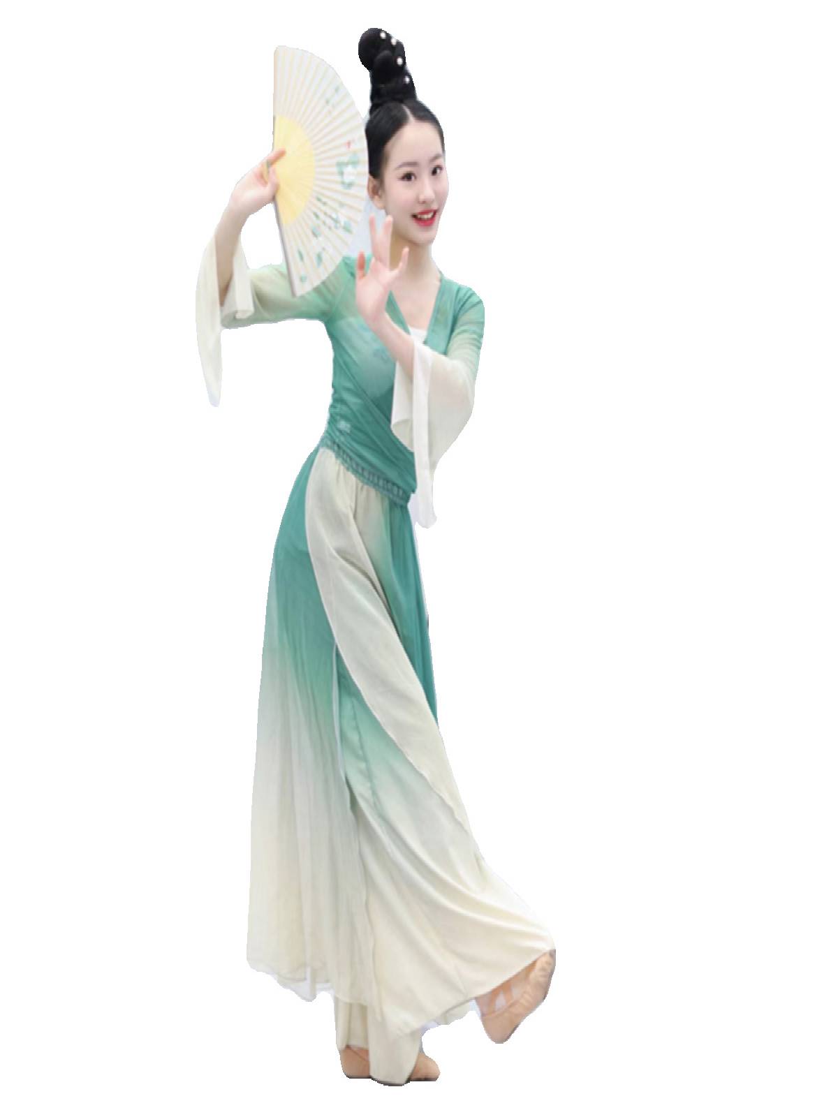 Classical dance clothing female elegant body rhyme gauze Chinese dance exercise new style ancient style national dance showing suit suits