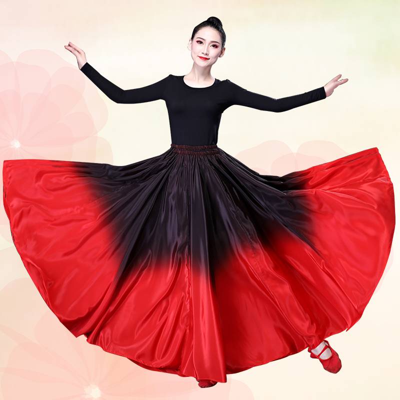 Xinjiang dance exercise skirt national style Tibetan Uyghur female adult performance clothing skirt big skirt