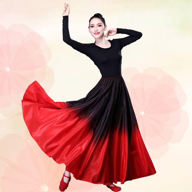 Xinjiang dance exercise skirt national style Tibetan Uyghur female adult performance clothing skirt big skirt