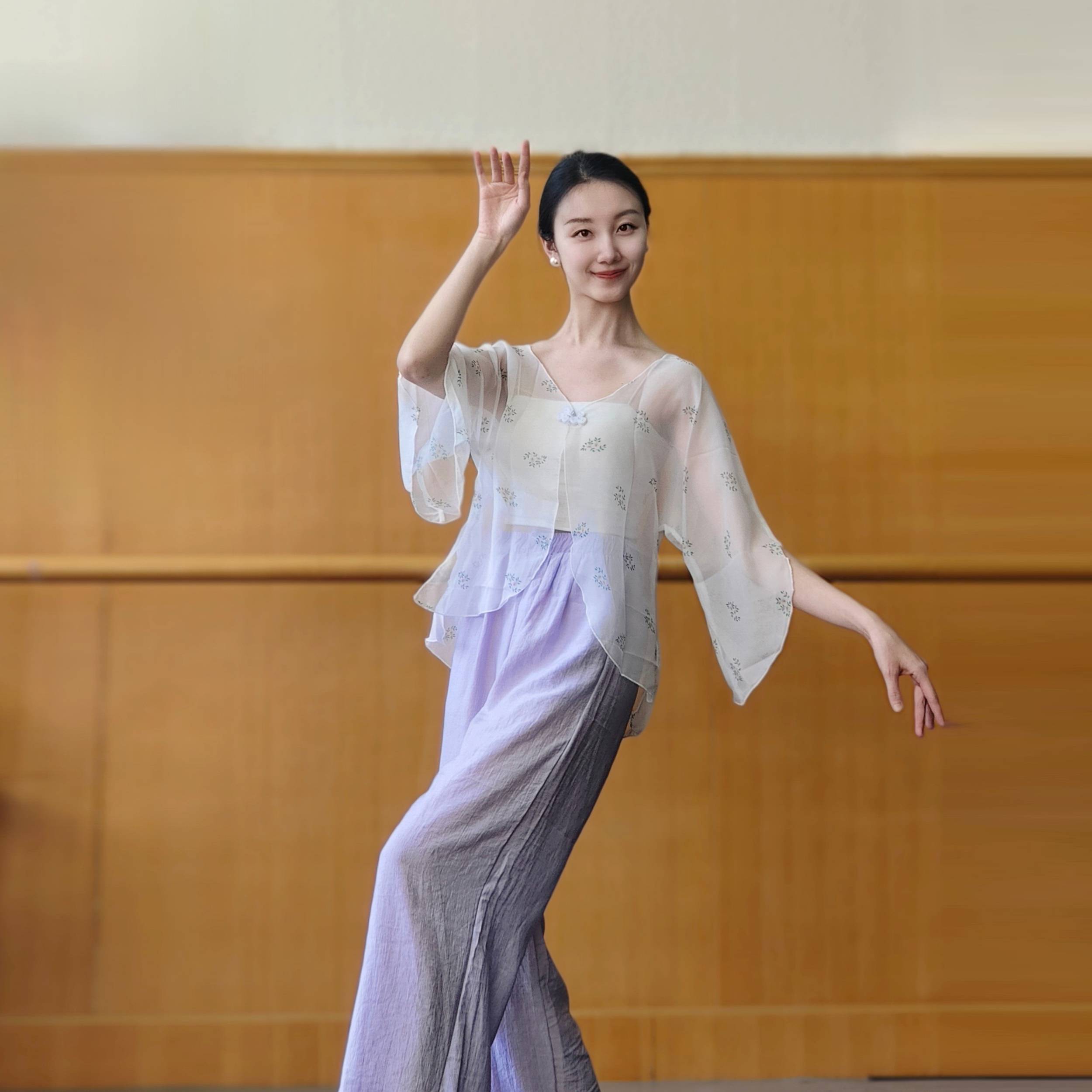 Classical dance gauze Chinese dance clothing body rhyme dance top female new spring and summer dance practice uniform