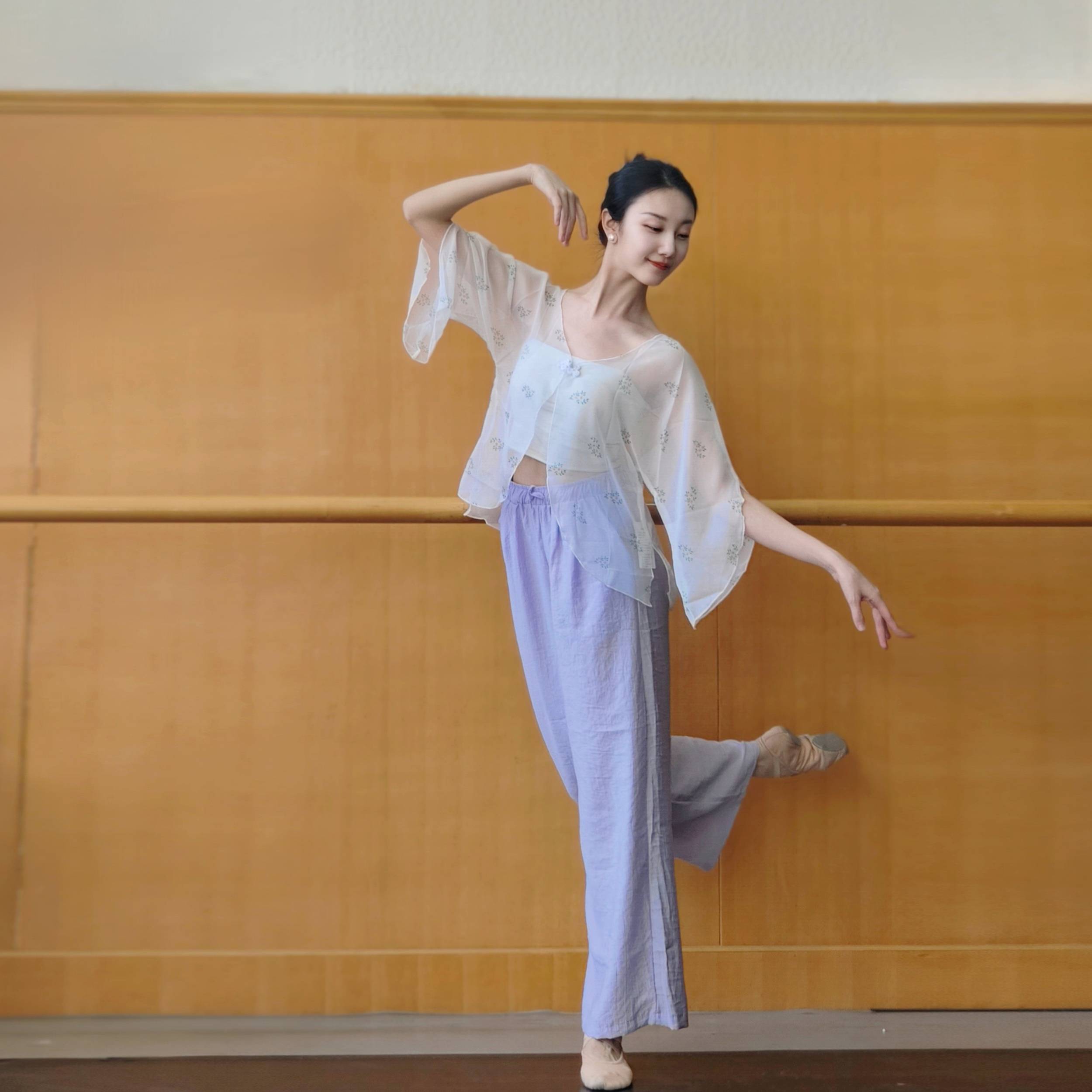 Classical dance gauze Chinese dance clothing body rhyme dance top female new spring and summer dance practice uniform