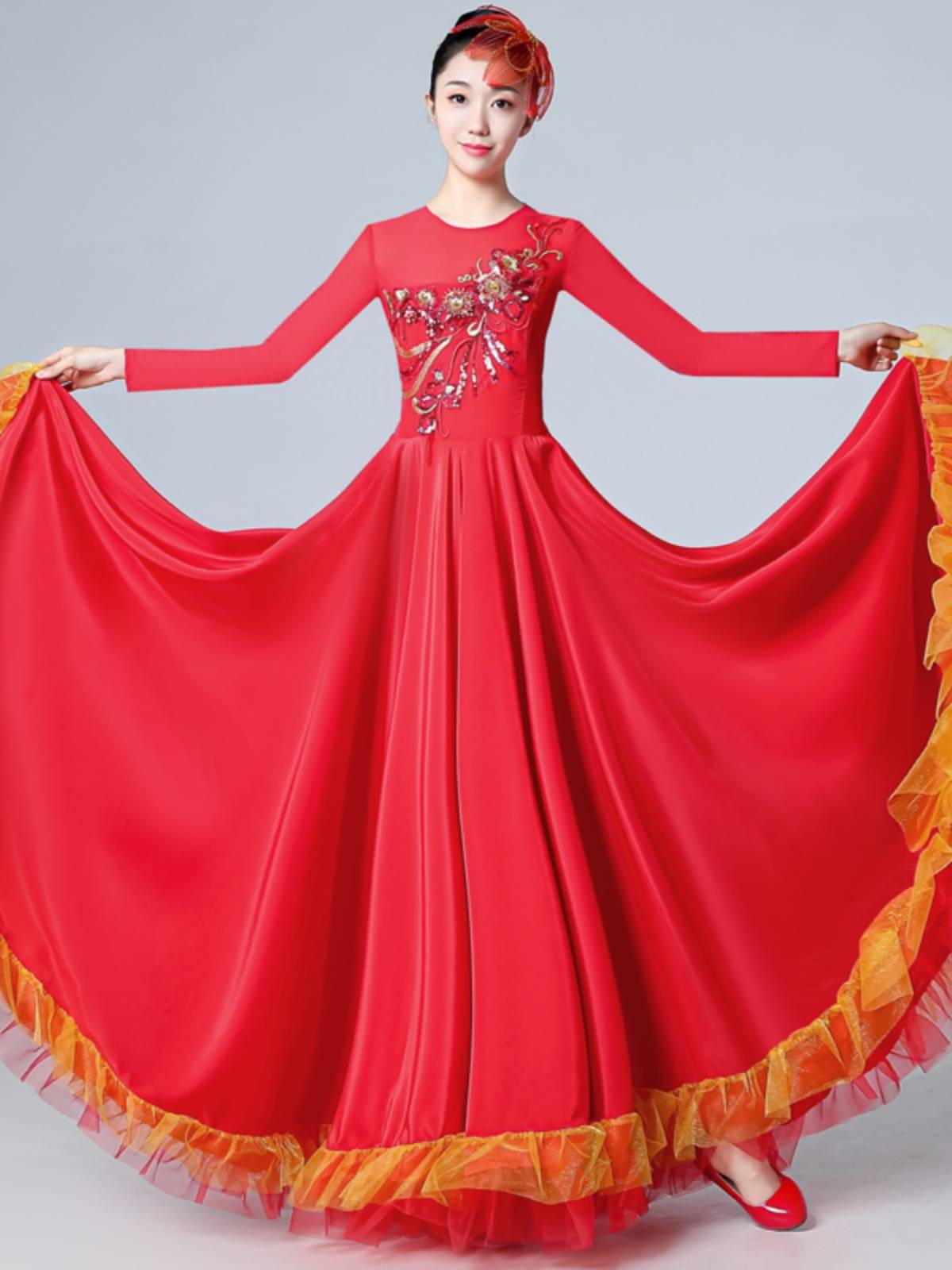 The opening dance big skirt performance service 720 degrees big dance female long skirt Xinjiang dance performance service national dance service