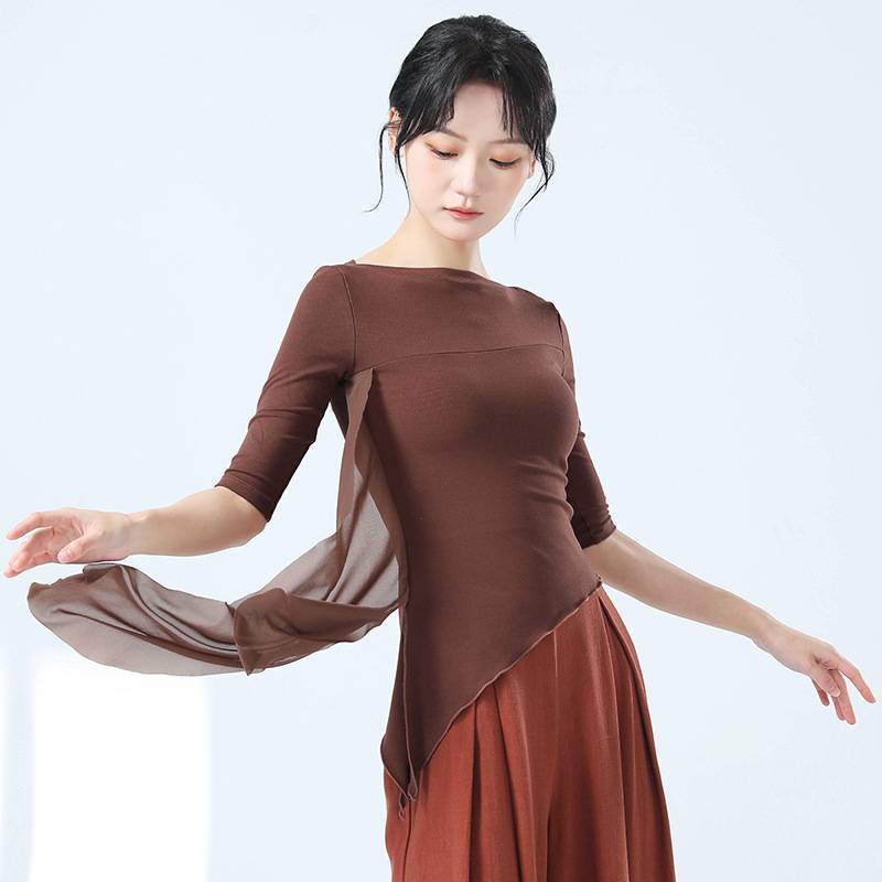 Modern dance exercise girl new dance clothing top Chinese dance classical dance adult floating veil finger clothing