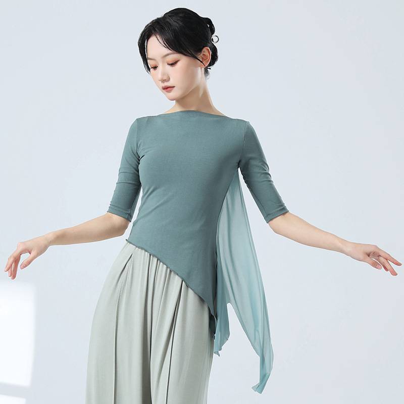 Modern dance exercise girl new dance clothing top Chinese dance classical dance adult floating veil finger clothing