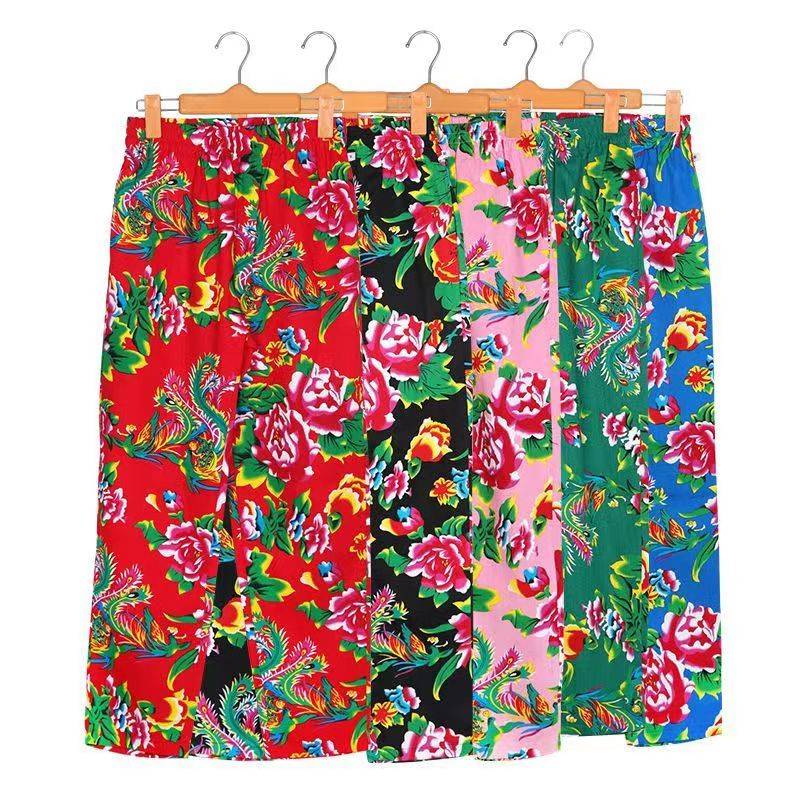 Male and women's northeast Dahua cloth trousers ethnic sisters pretend to be frying street Guo Chao pants stage performances for spring and summer models