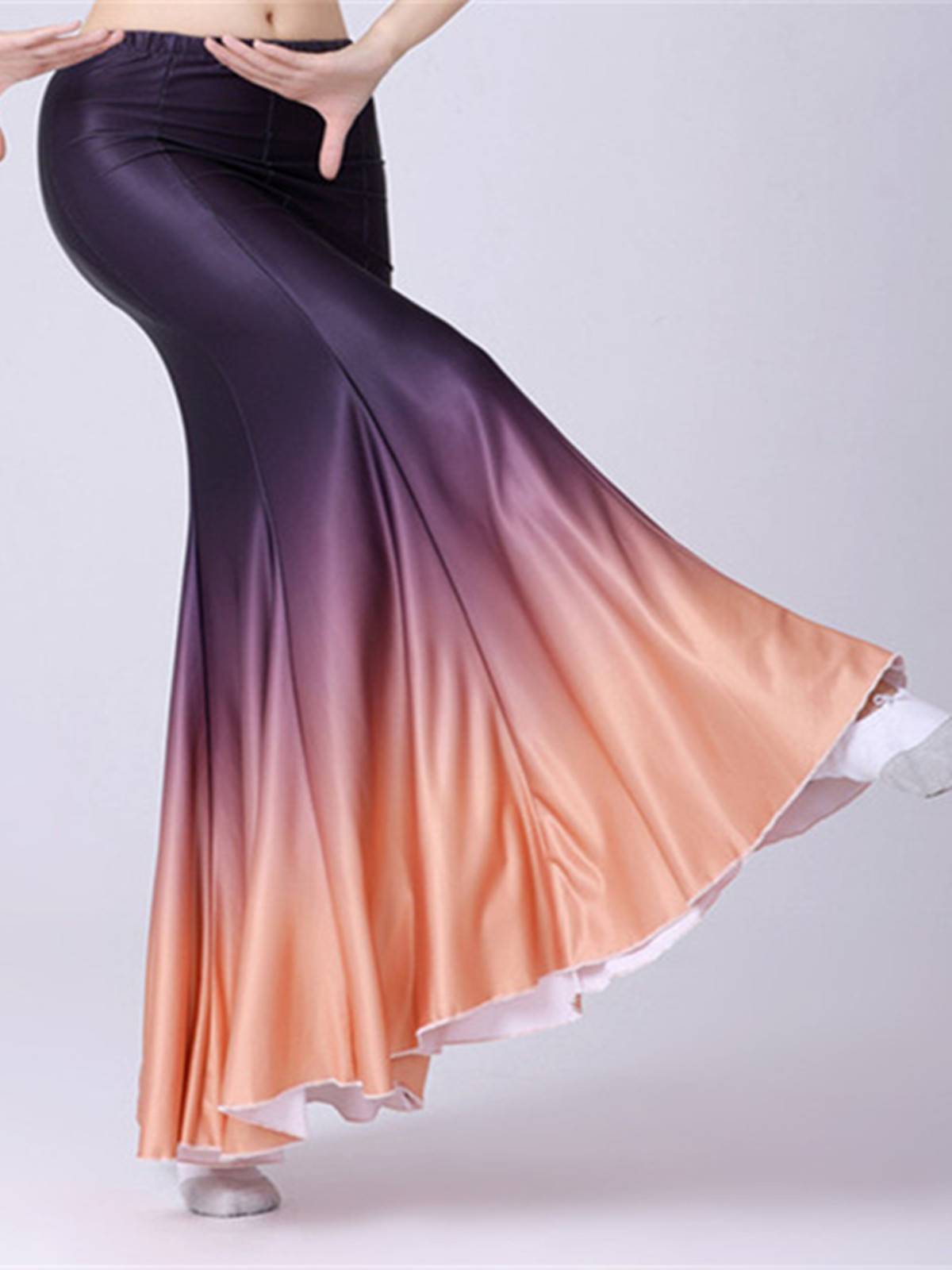 Dai dance clothing women's art test skirt skirt hip fishtail skirt peacock performance service 360 -degree high -quality practice skirt