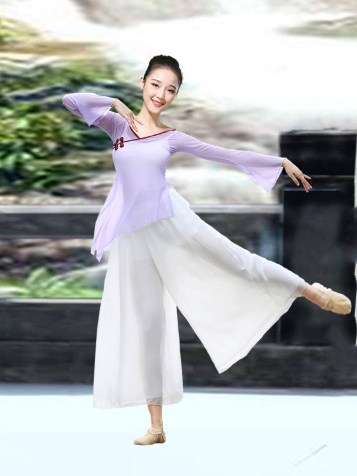 Chinese dance nation classical dance practice service female adult body rhyme yae net gauze, elegant jacket wide -leg pants suit