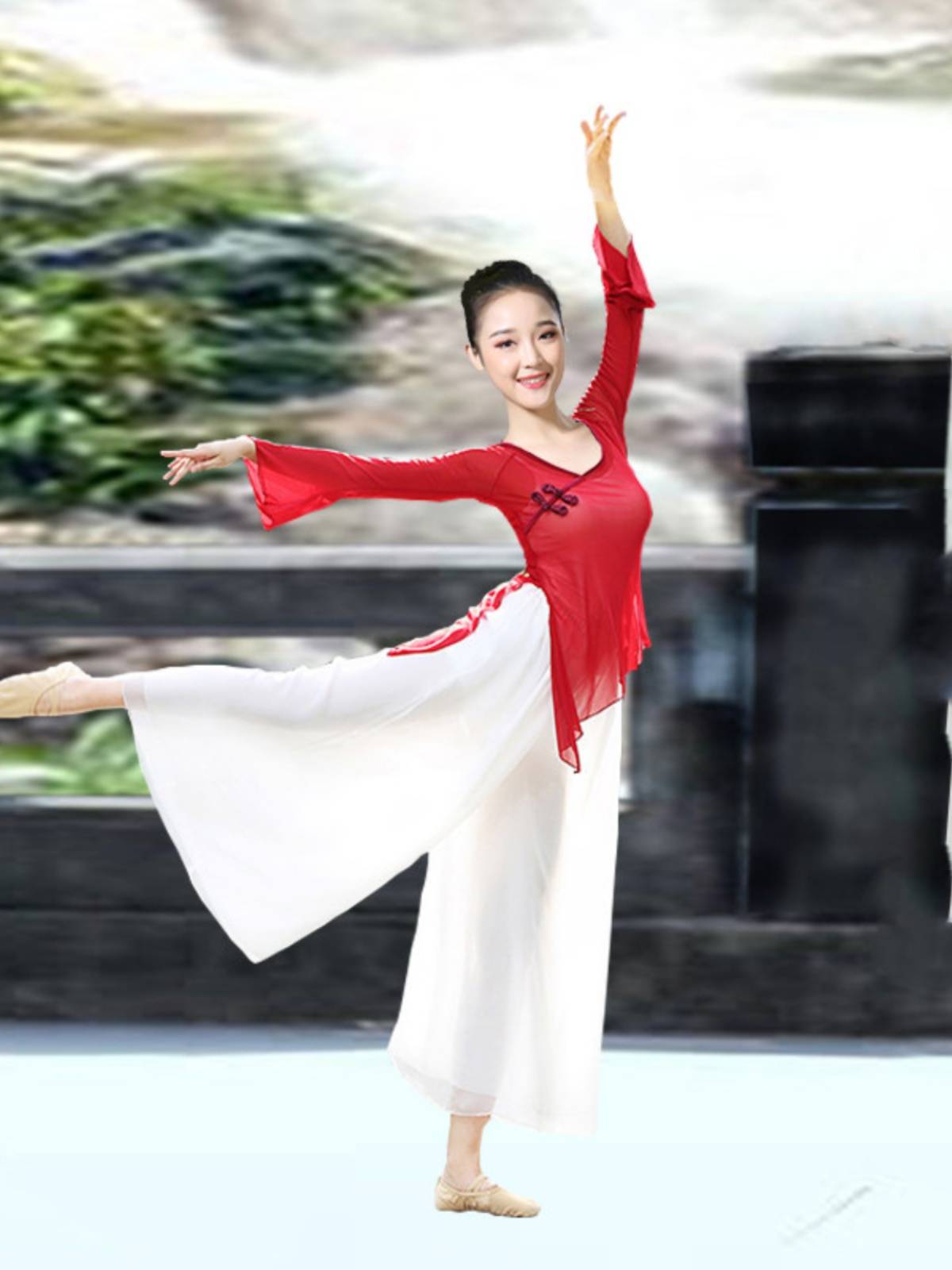 Chinese dance nation classical dance practice service female adult body rhyme yae net gauze, elegant jacket wide -leg pants suit