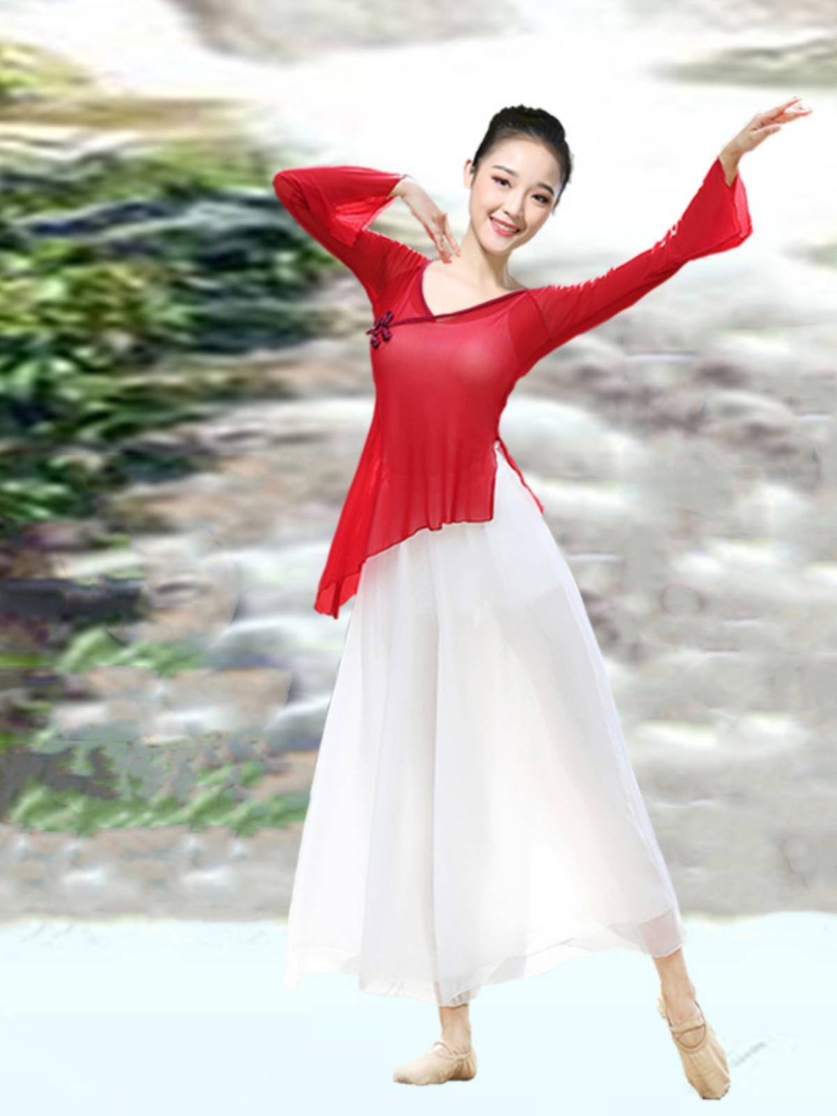 Chinese dance nation classical dance practice service female adult body rhyme yae net gauze, elegant jacket wide -leg pants suit