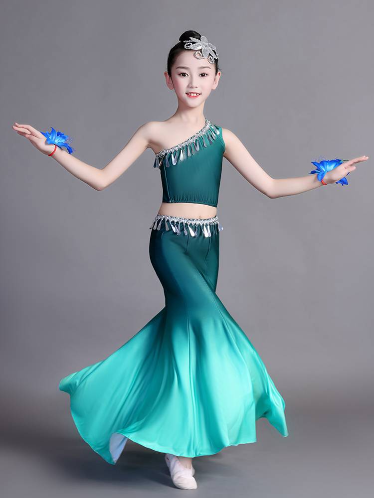 Yunnan Dai dance clothing girl national art test practice practice half -body skirt peacock dance bag hip fishtail skirt female