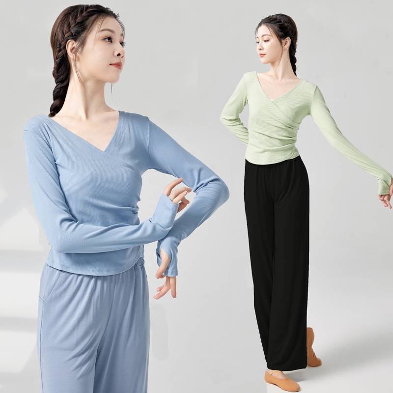 Modern dance dance practice service women's set of summer short -sleeved classical dance dance service professional Chinese dance top