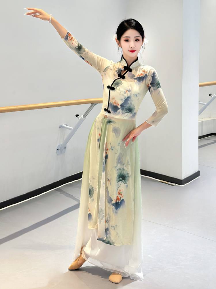 New classical dance cheongsam elegant female Chinese style dance body rhyme gauze national dance watch performance dressing girl