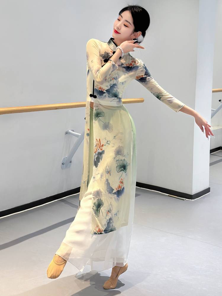 New classical dance cheongsam elegant female Chinese style dance body rhyme gauze national dance watch performance dressing girl