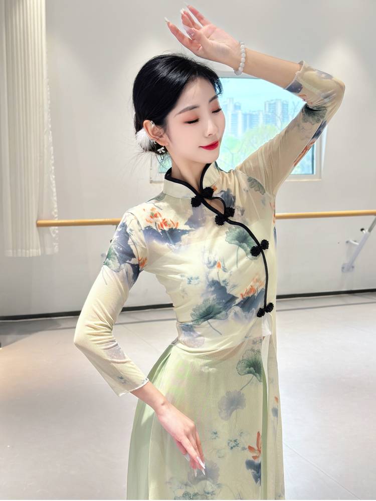 New classical dance cheongsam elegant female Chinese style dance body rhyme gauze national dance watch performance dressing girl