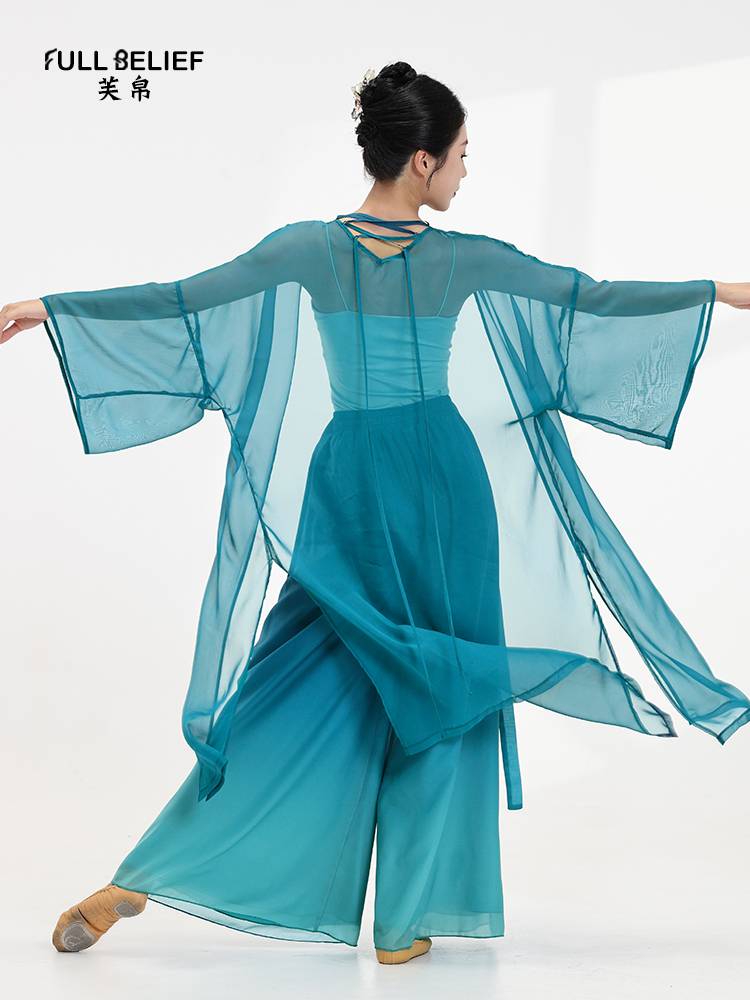 Fuyu classical dance clothing big skirt female fairy qi elegant gauze mid -length practice performance show