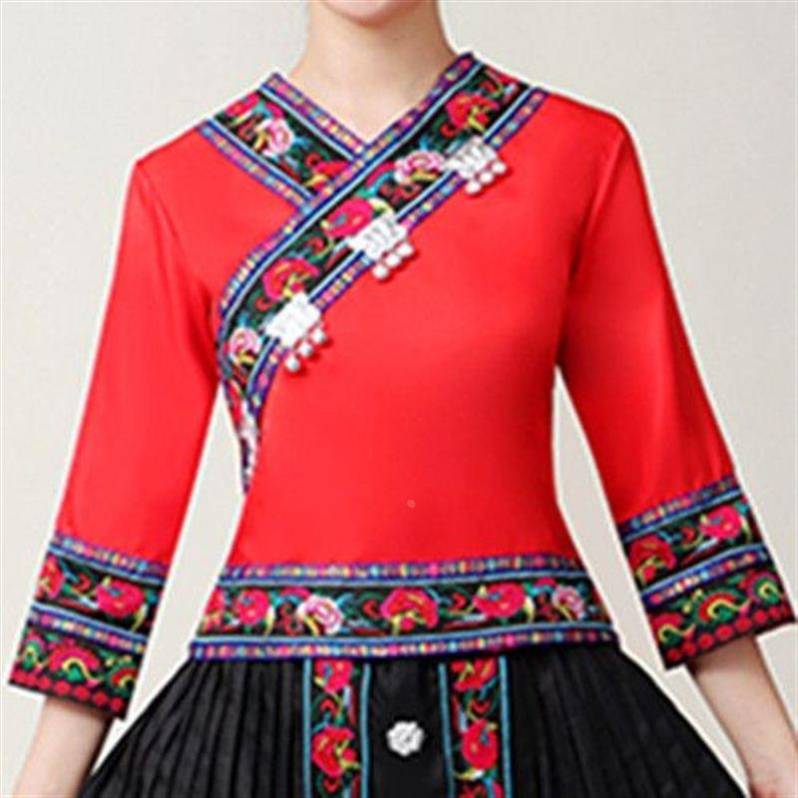 The same model of Douyin, Yunnan Guizhou minority performances of clothing ethnic style G tops Miao people clothes square dance clothing