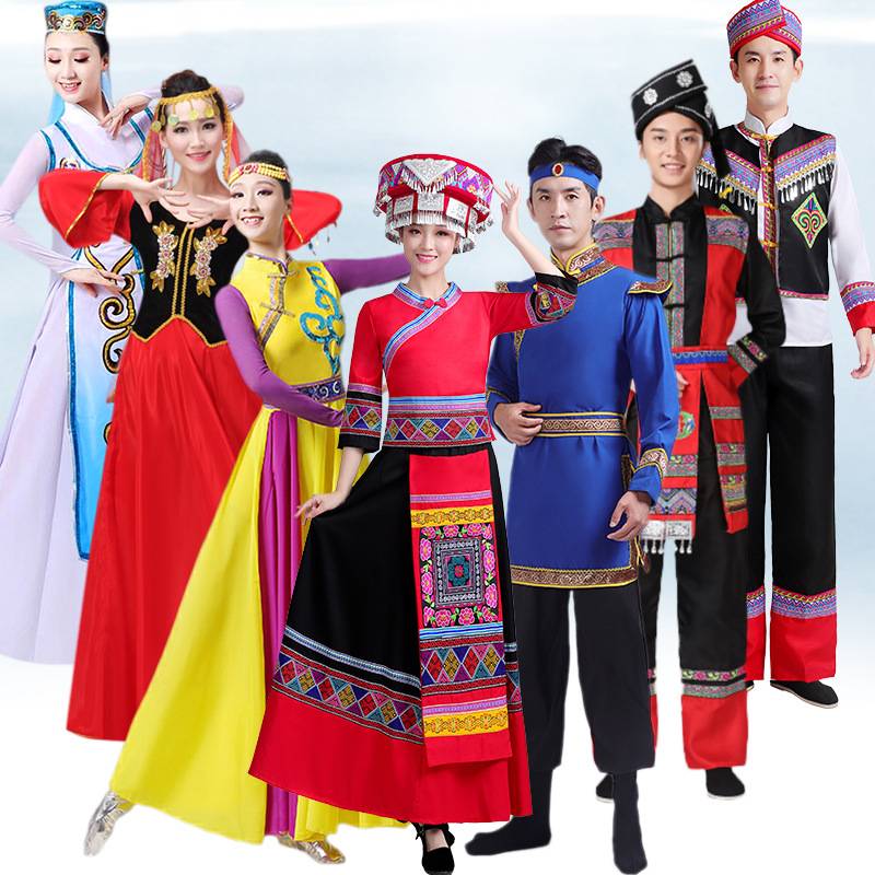 The national style women's clothing 56 ethnic minority dance clothing adult men and women Miao Liyu Tibetan performances performed clothing