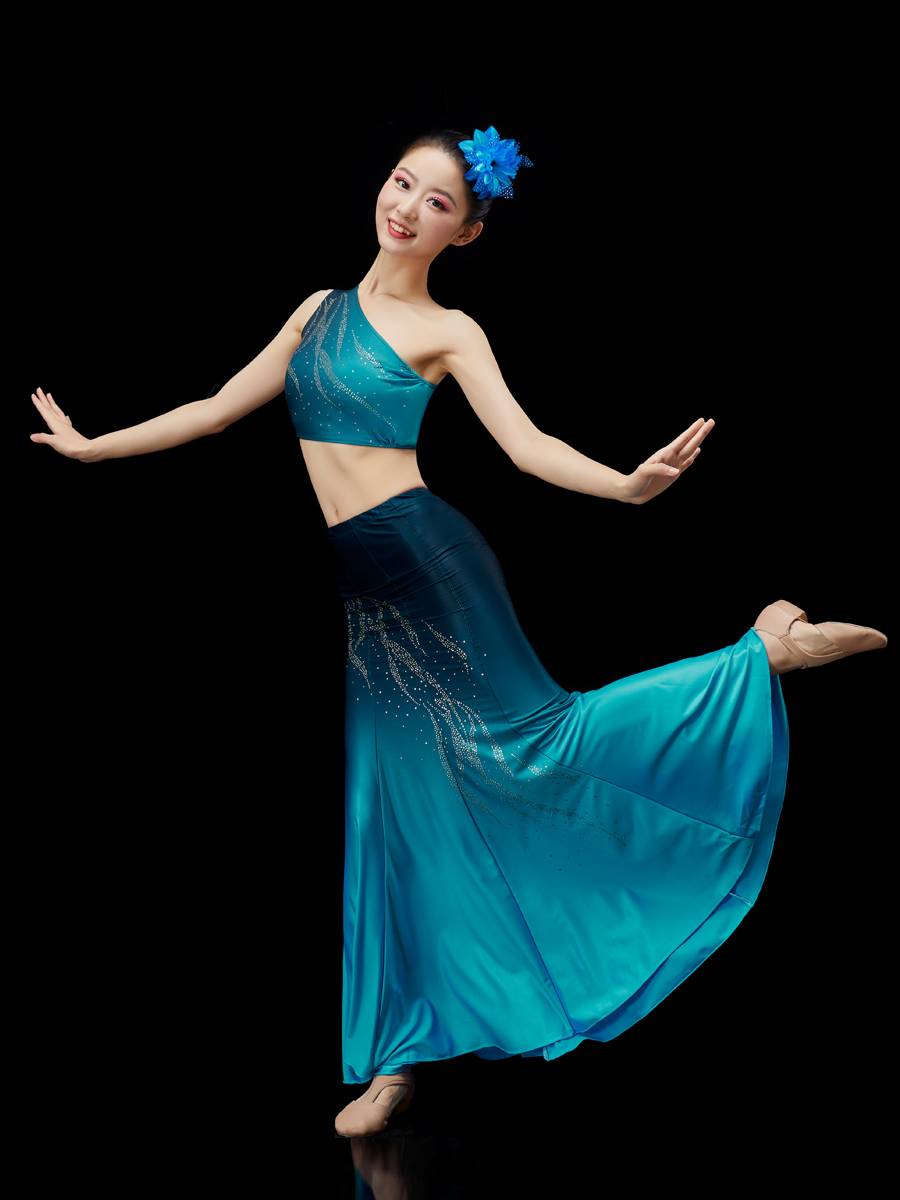 Dai dance clothing children's gradient art test Dai nationality practice skirt minority female dance skirt children's dance fishtail skirt