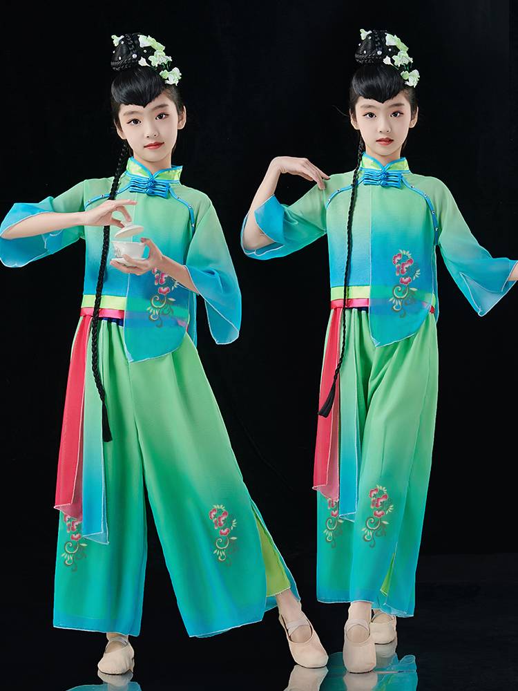 White Chan Tea Performance Services Children's Classical Detective Qingshui River Tea Fragrant Pruder Stool Fishing Dreams Yuyang Dance Clothing