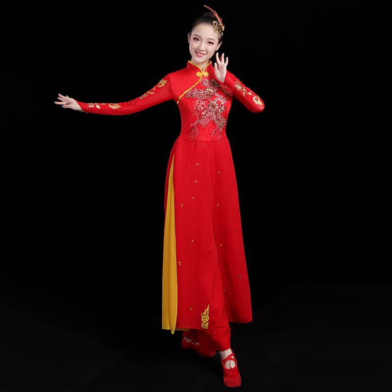 Yangge suit performing service women's adult 2024 new drum service fan, festive national dance clothing new set
