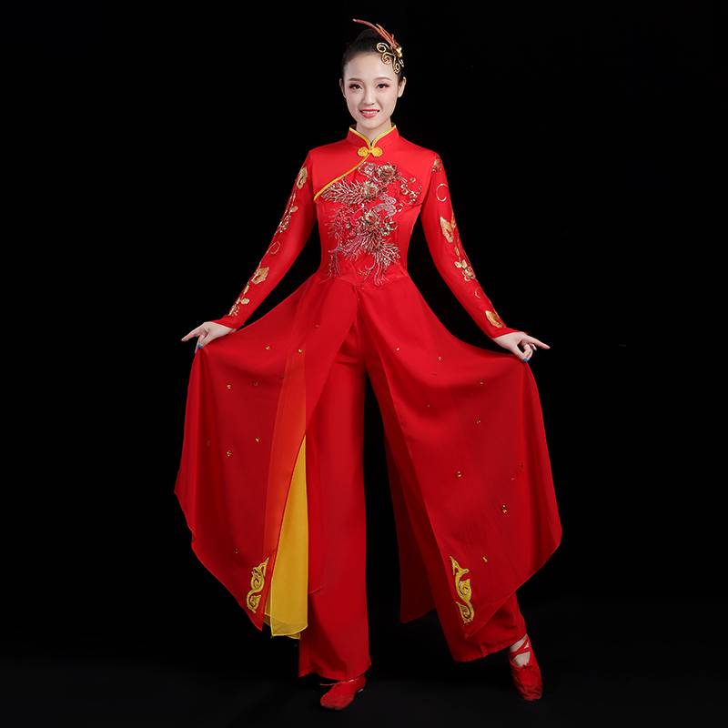 Yangge suit performing service women's adult 2024 new drum service fan, festive national dance clothing new set