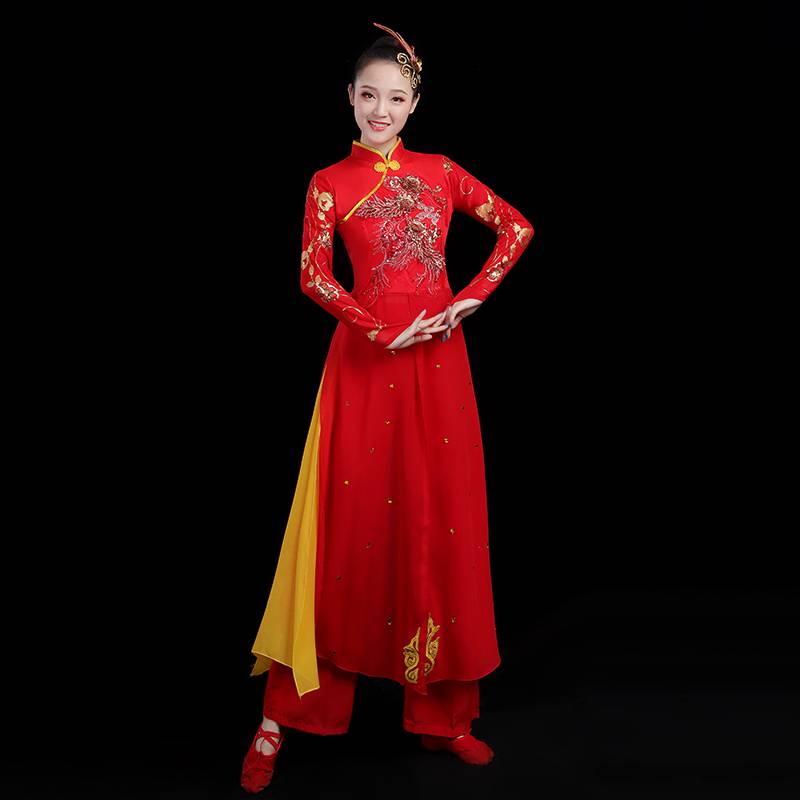 Yangge suit performing service women's adult 2024 new drum service fan, festive national dance clothing new set