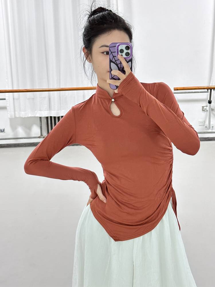 Dance clothes Season new body clothes standing long sleeve practice service women's national classical dancing clothes Modern dance top