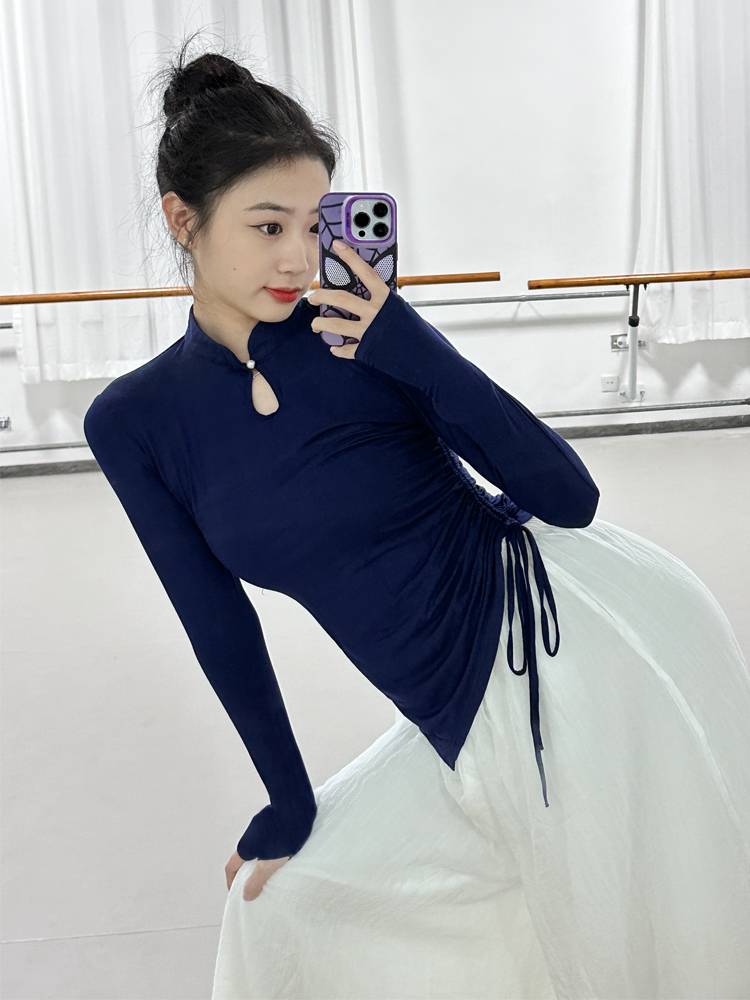 Dance clothes Season new body clothes standing long sleeve practice service women's national classical dancing clothes Modern dance top