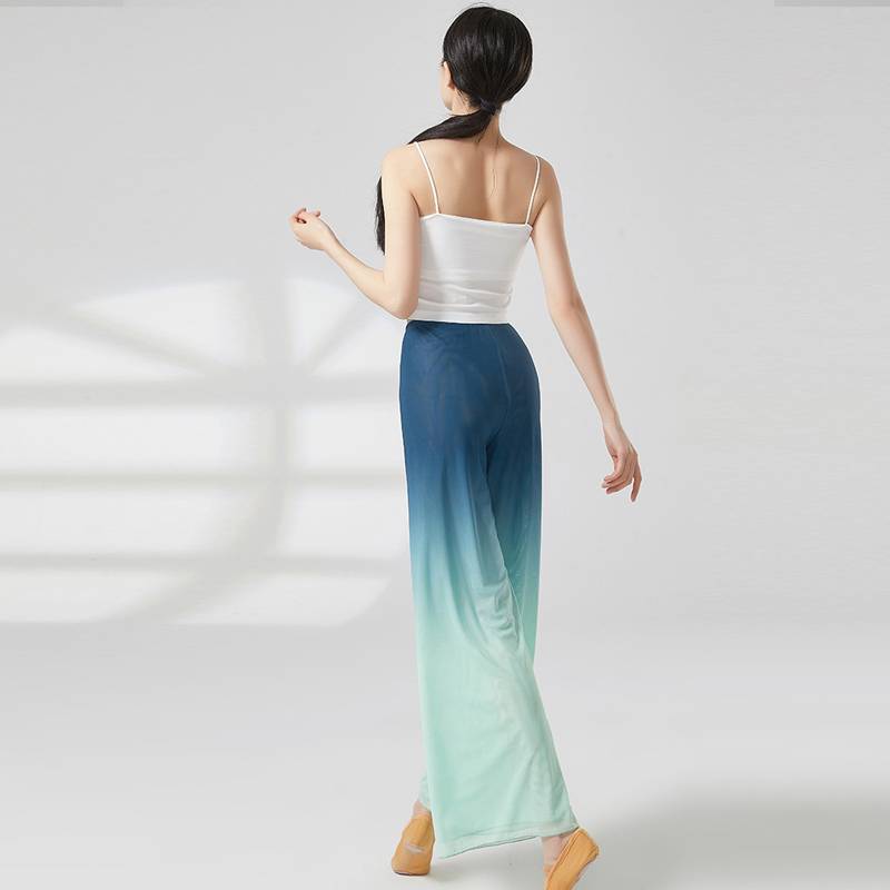Classical dance wide -leg pants gradient dance suits new elegant yarn pants practice clothes Chinese dance nation performance clothing summer