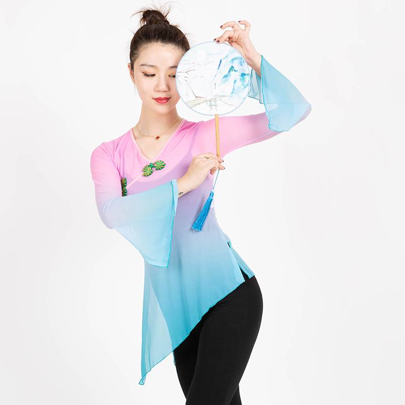 Classical dance service female elegant watch exercise skills Gradient art test national Chinese dance body rhyme long -sleeved dance gauze