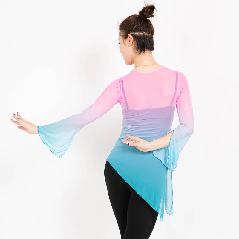 Classical dance service female elegant watch exercise skills Gradient art test national Chinese dance body rhyme long -sleeved dance gauze