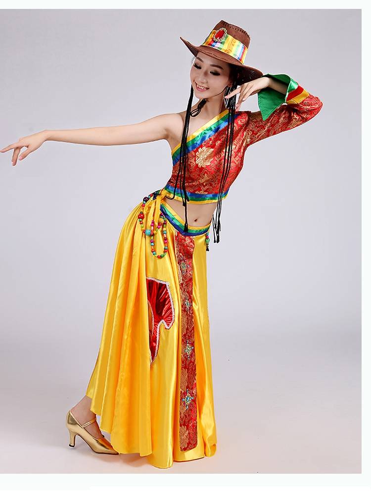 Tibetan dance performance dressgirls, adult Tibetan Mongolian minority stage dance costumes