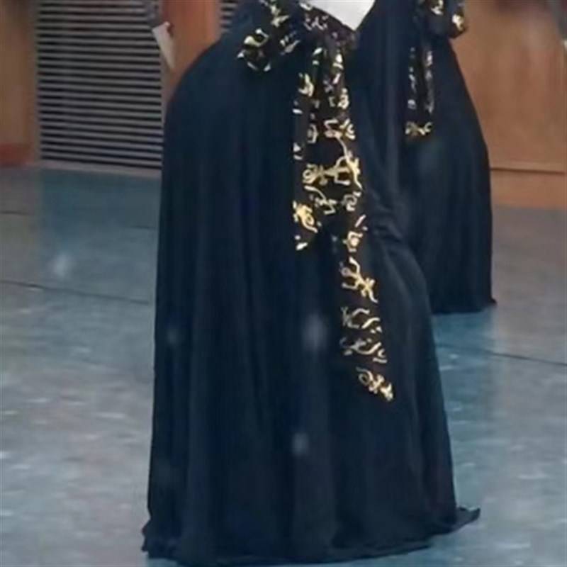 Mongol dance dress and national choreography performances, long skirts, Tibetan Xinjiang dance black square
