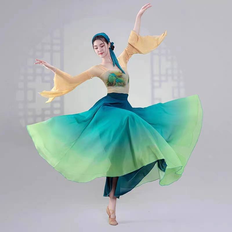 Classical dance clothing shows the body rhyme yarn dress large skirt water sleeve Chinese dance ethnic style