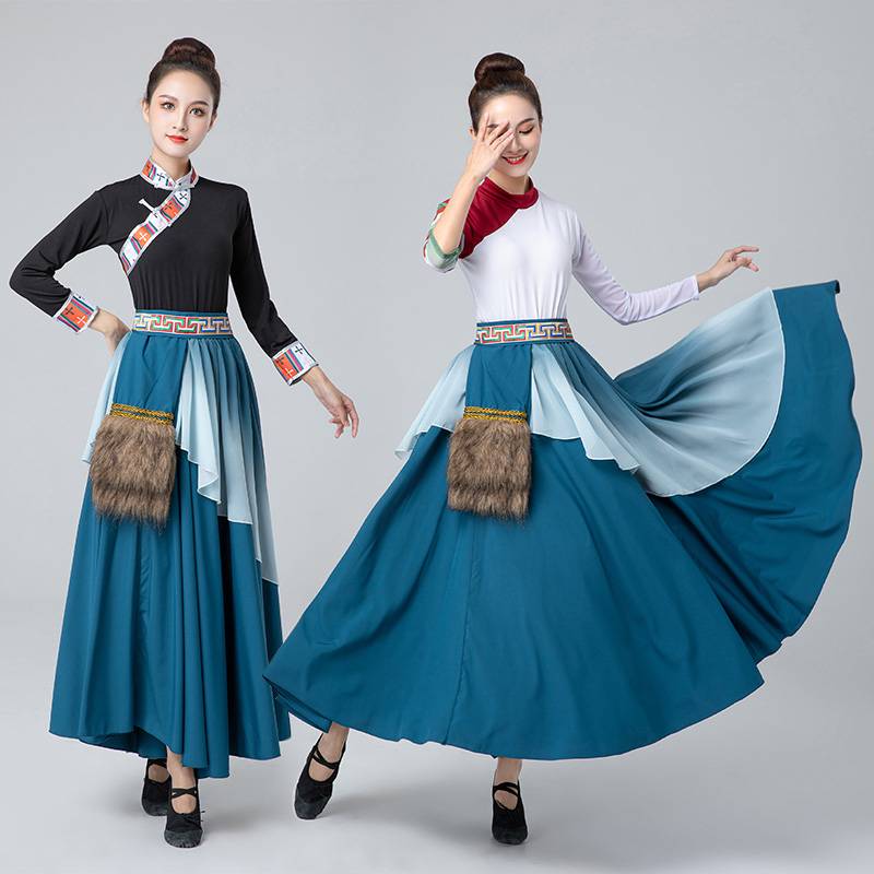 The Tibetan Dance Show Appearance Apprentices Practiced The Dress Square Half-Skirts Up-Sleeves