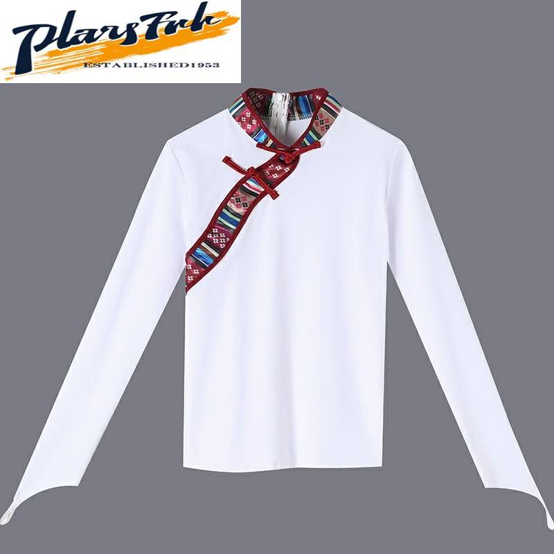 tibetan dance costumes, v-collar plaza, milk wiring and wiring, national stage costumes