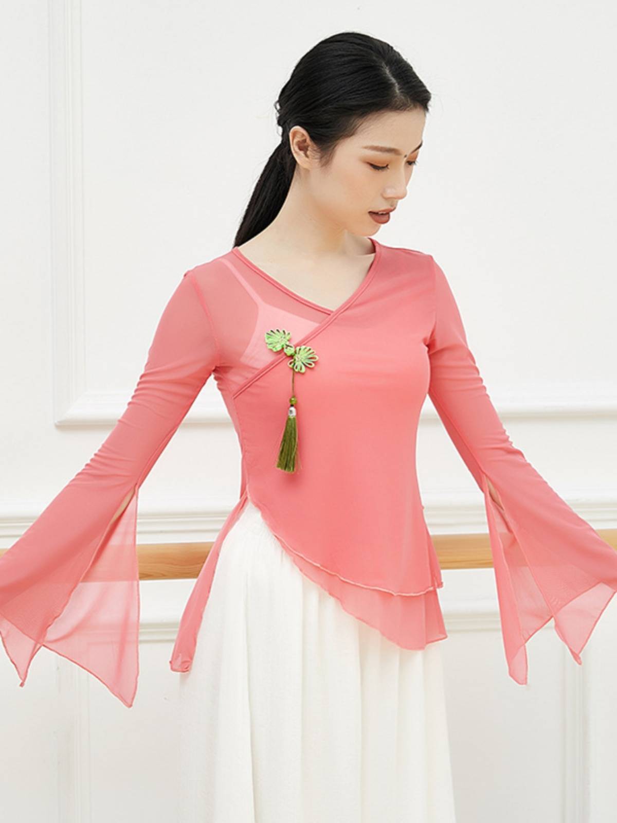 Classical Dance Dance Dressing Dressing Ballet Ballet Chinese Style National Style Dance Long Sleevey Yue Performance Clothing Top