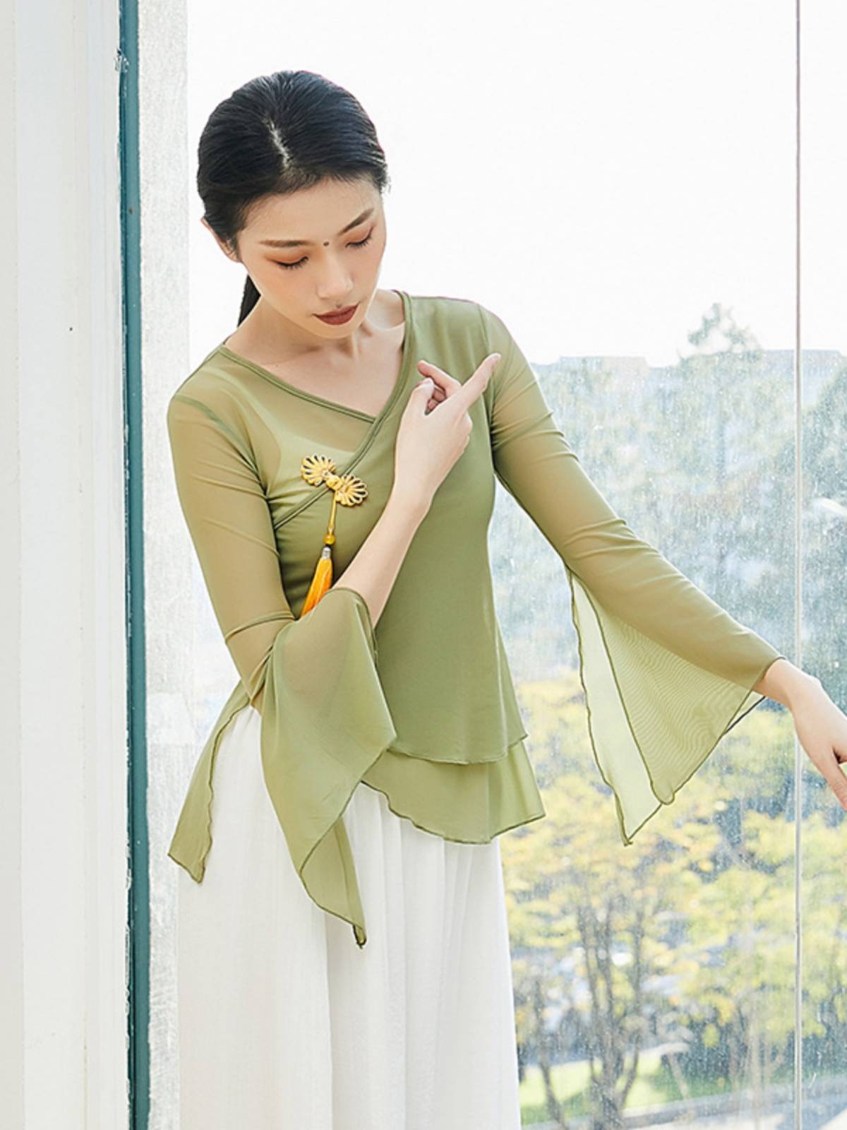 Classical Dance Dance Dressing Dressing Ballet Ballet Chinese Style National Style Dance Long Sleevey Yue Performance Clothing Top