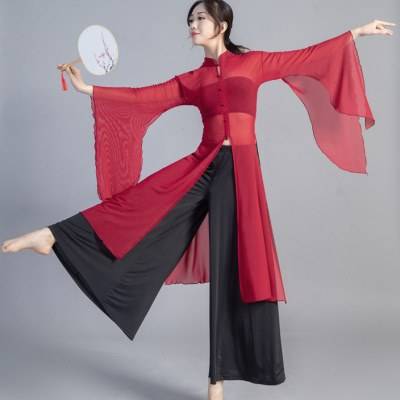Classical dance practice clothing female elegant performance service clothes Chinese style national dance body rhyme gauze dance rhyme yoga set