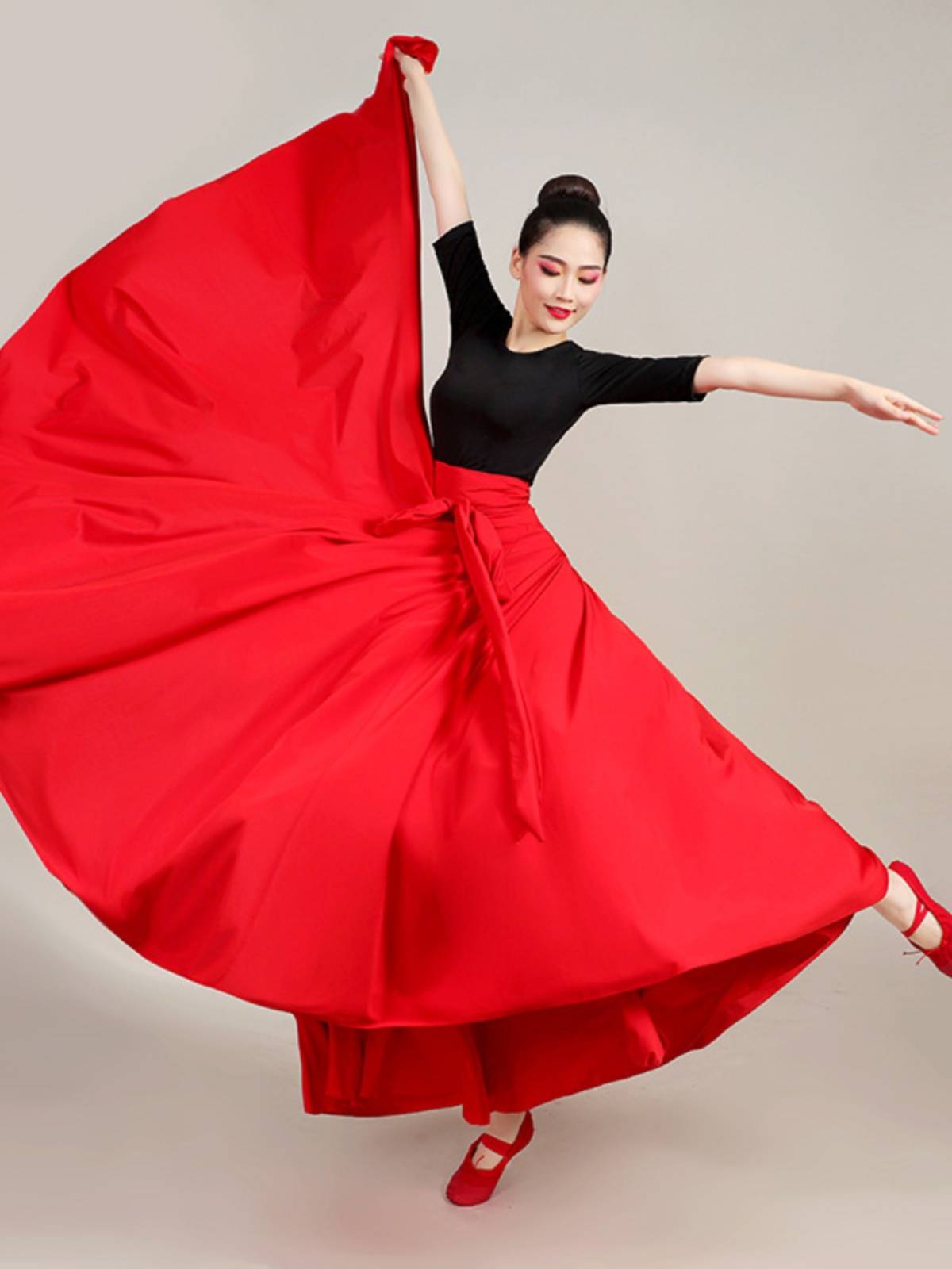 One -piece lace -up skirt women's art chief skirt skirt Mongolian Tibetan national dance exercise skirt Xinjiang dance service