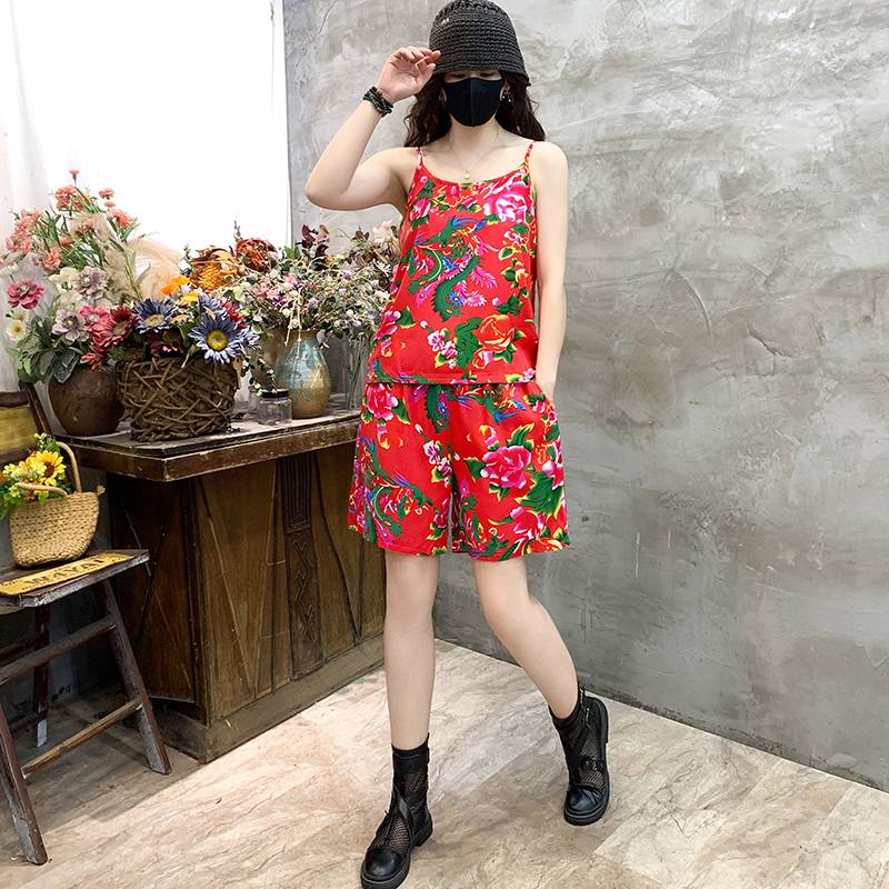 Northeast Dahua New Studius shorts set Summer thin cotton and silk bottom national style gathering dance performance service