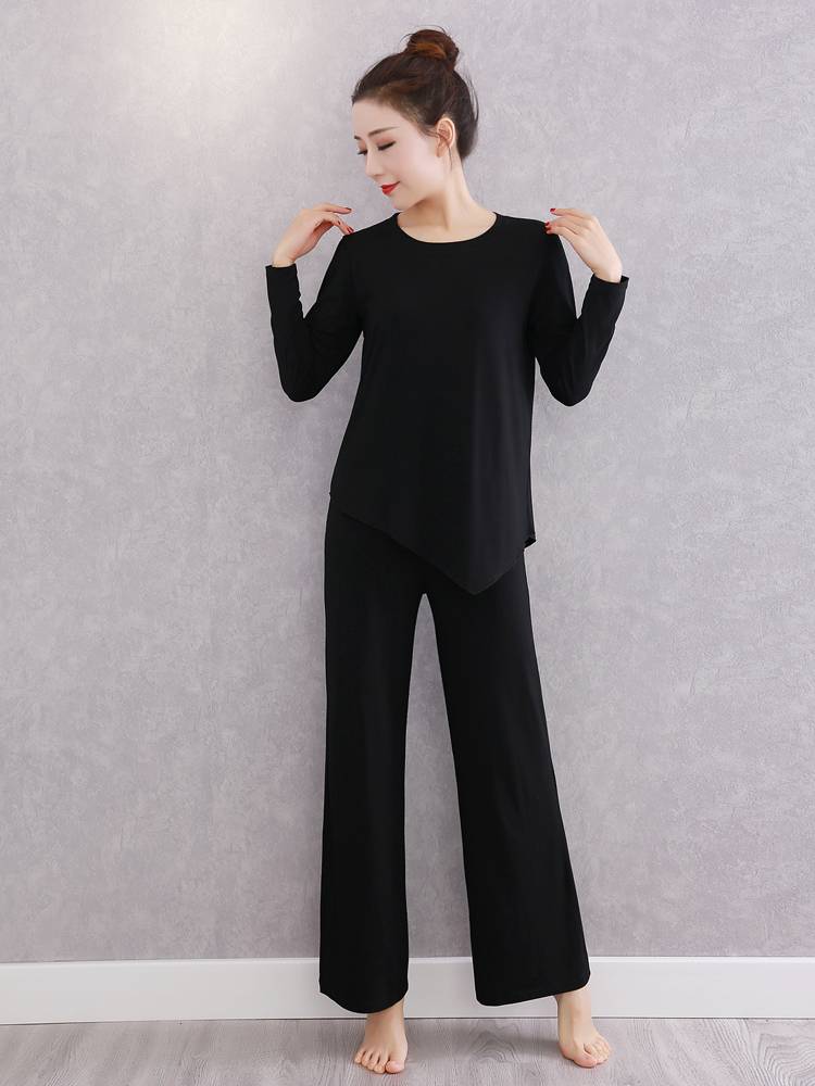 Dance service female Modal Modern Dance Server Loose Top Blaom wide -leg Pants Dance Set Ethnic Dance Practice Services