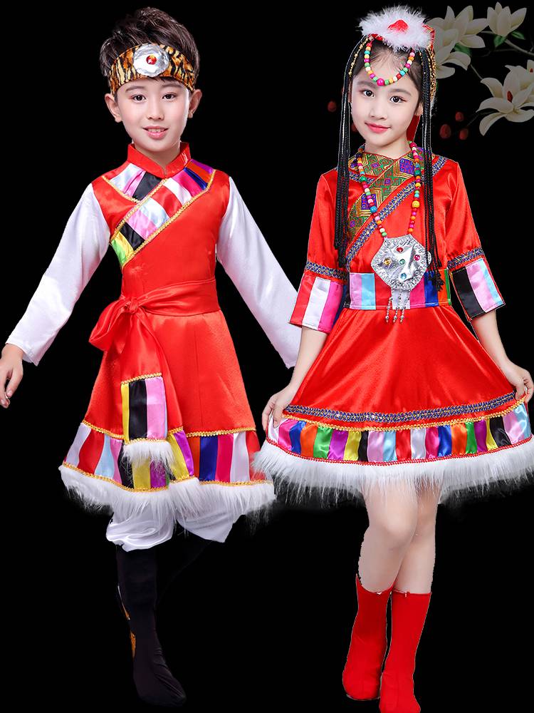Children's minority clothing children's Tibetan dance performance clothing water sleeve Mongolian performance clothing boys and girls