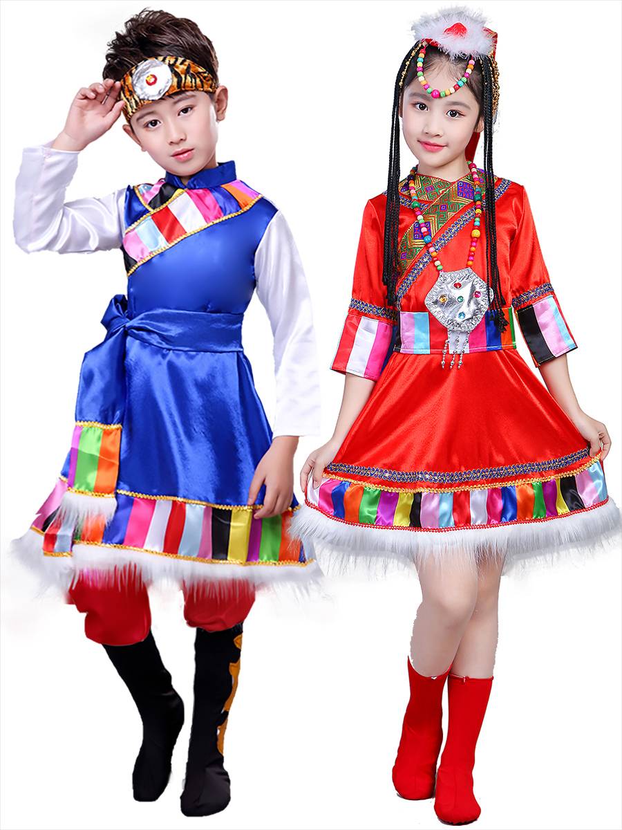 Children's minority clothing children's Tibetan dance performance clothing water sleeve Mongolian performance clothing boys and girls