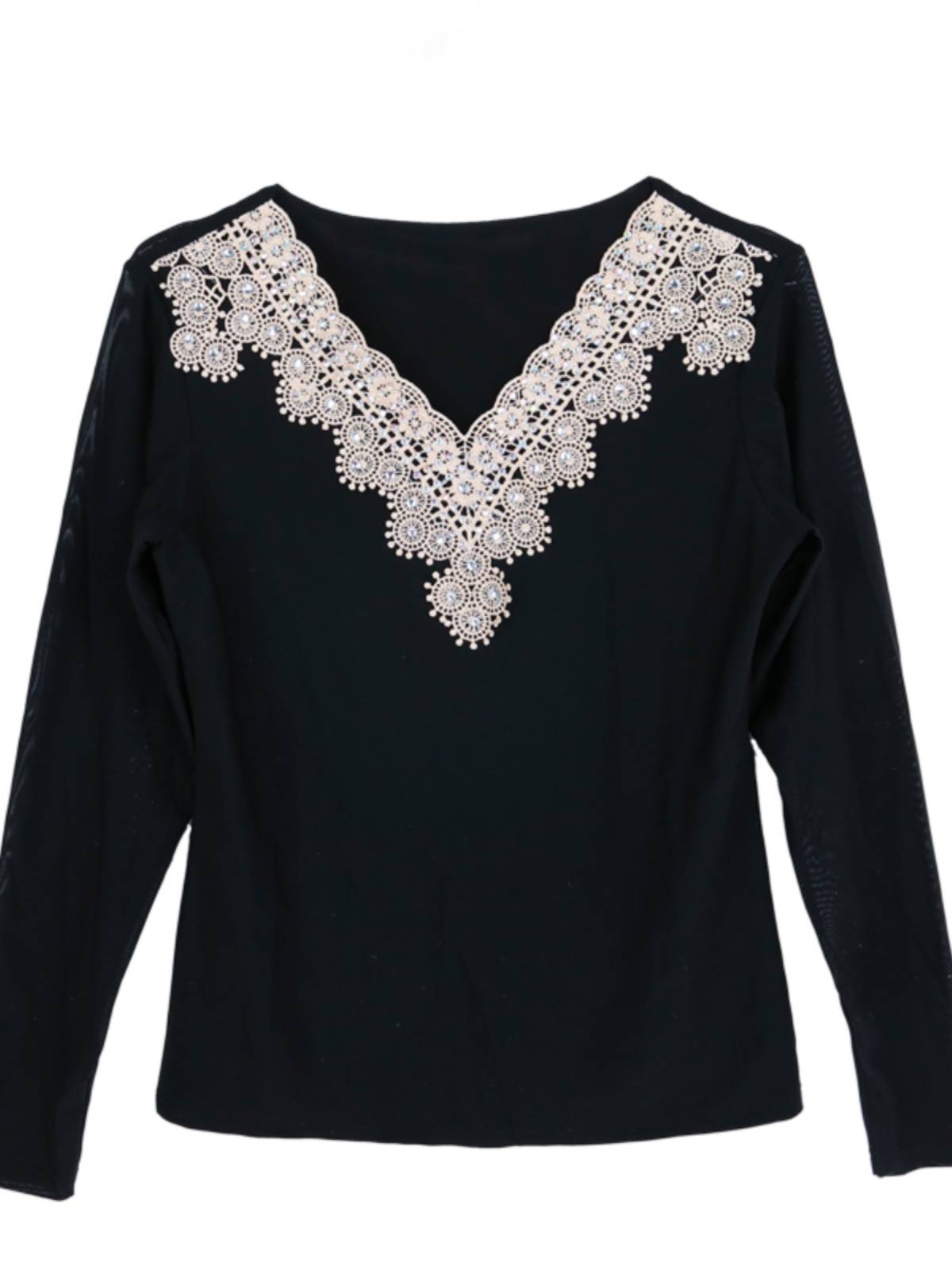 Xinjiang dance bottom shirt national style dance ladies long sleeves thin dance dance plaza dance practice slim net yarn top